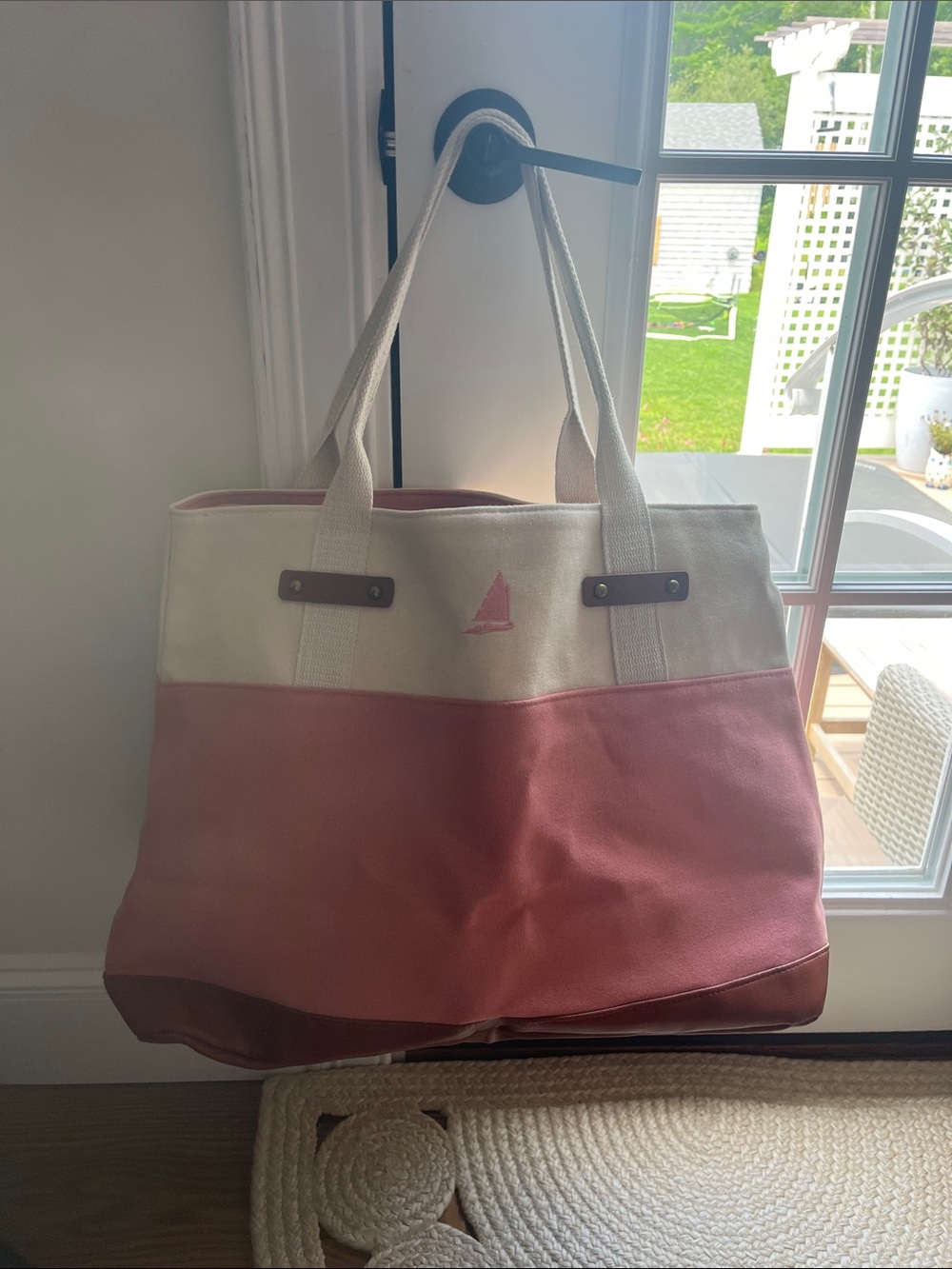 Canvas Two-Tone Pink and Cream Tote Bag
